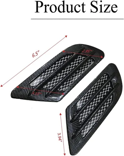 Vista 2 de Adhesivo para ventilación de coche, ajuste universal, fibra de carbono, 6.5 x 3.9 in, 2P, negro