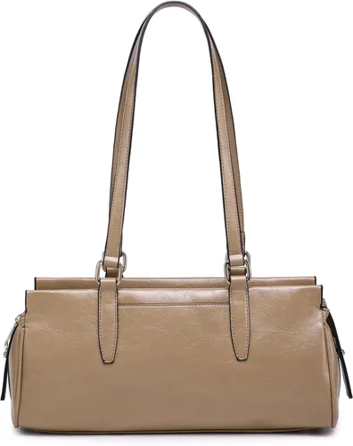 Vista 3 de Dasein Bolsos Hobo para mujer, de cuero vegano suave, con 3 compartimentos, múltiples bolsillos