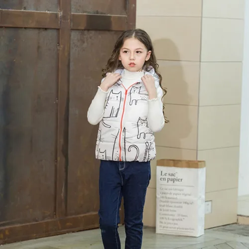 Vista 2 de Chaleco acolchado para bebés y niñas, chaqueta acolchada sin mangas, chaleco con capucha y cremallera completa, chaleco con capucha de 1 a 6 años