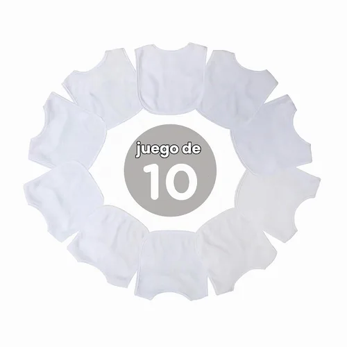 Vista 7 de Neat Solutions Baberos de tela de rizo de punto de 2 capas de color sólido en blanco, 10 unidades (paquete de 1)