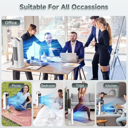 Vista 7 de Aire acondicionado portátil – Ventilador de torre oscilante de 90° con control remoto, enfriador de aire evaporativo de 16 pulgadas con 4