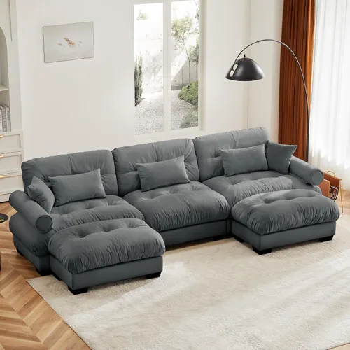 Vista 57 de Otomana beige para sofá modular modular, sofá individual, asiento otomano para sofá modular convertible, sofás de terciopelo para sala de estar