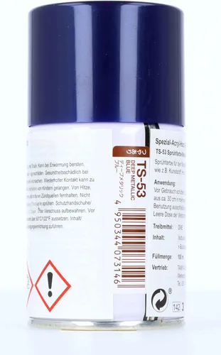 Vista 3 de TAMIYA TS-53 Deep Metalic Blue Spray Laca TAM85053 Imprimaciones y pinturas de laca