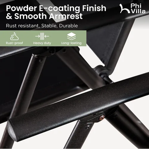 Vista 5 de PHI VILLA Juego de comedor al aire libre para 4, mesa de metal con sillas plegables, negro