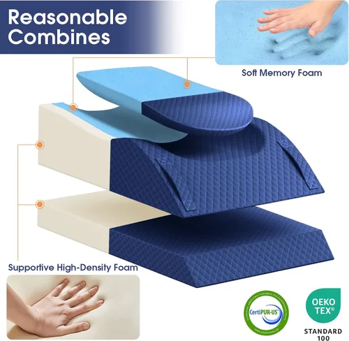Vista 4 de CushZone Almohada para piernas, almohada de elevación de piernas con almohadilla y espuma viscoelástica, almohada de altura ajustable para piernas