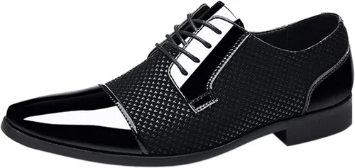 Vista 6 de Oxford - Zapatos de vestir clásicos para hombre estilo casual negocios formal con cordones con 4 ojales estilo británico ligero esmoquin de cuero