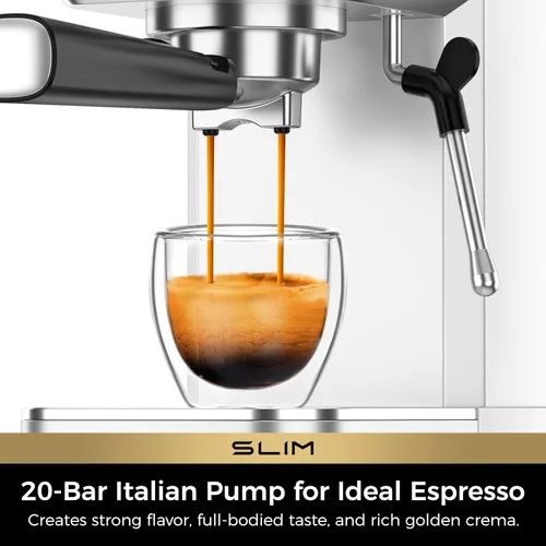 Vista 2 de CHULUX Máquina de Espresso Delgada con Espumador de Leche, Bomba Italiana Profesional de 20 Bares, Máquina de Café Espresso para el Hogar