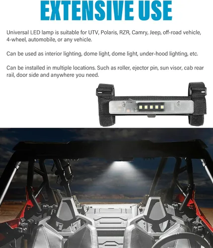 Vista 5 de RACOONA Luz de cúpula UTV, luz interior UTV, luz LED universal para montaje en barra antivuelco, accesorios de automóvil, luz interior de cúpula