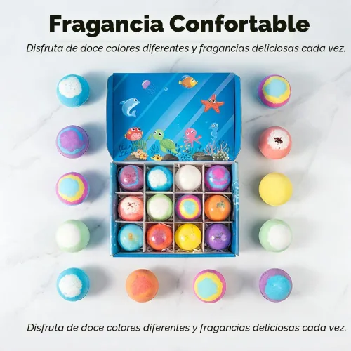 Vista 3 de Bombas de baño con caja de bolas de sal de juguete oceánico, regalos de Pascua, rellenos de cesta de Pascua de burbujas, rellenos de huevos de Azul