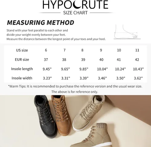 Vista 6 de HYPOCRUTE Botas de nieve de invierno para mujer, resistentes al agua, botas de trabajo para senderismo, botas de nieve para mujer, zapatos cómodos