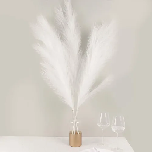 Vista 21 de Efavormart - Paquete de 50 ramos de flores de hierba de pampa seca con cola de conejo marrón de 15 pulgadas, arreglos de tallo bohemio