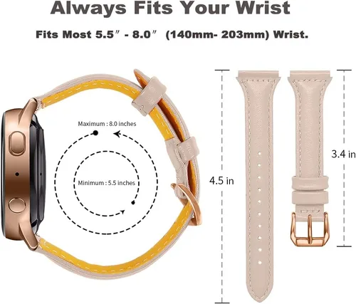 Vista 3 de JOYOZY Correa de cuero compatible con Samsung Galaxy Watch 6/7/FE/5/4 de 40 mm, 44 mm, Active (40 mm)/2 (40 mm) (44 mm), correa de muñeca delgada
