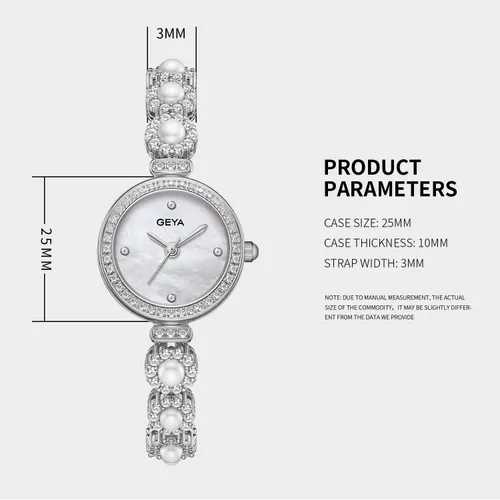 Vista 7 de Redhai Women Watches Analog Quartz Watch Mosaic with Diamonds Pearl Bracelet Dress Watch for Female Waterproof Wristwatch with Rhinestones Bracelet