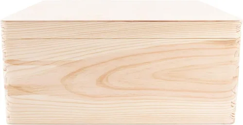 Vista 8 de Creative Deco Caja de almacenamiento grande de madera con tapa con bisagras 11.8 x 7.87 x 5.51 pulgadas (+-0.5) Caja de regalo sin acabar, lisa