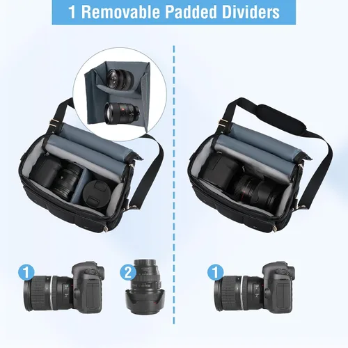 Vista 2 de MOSISO Bolsa pequeña para fotógrafos, bolsa de hombro para cámara DSLR/SLR, bolsa de hombro acolchada con solapa cruzada para fotografía para mujer