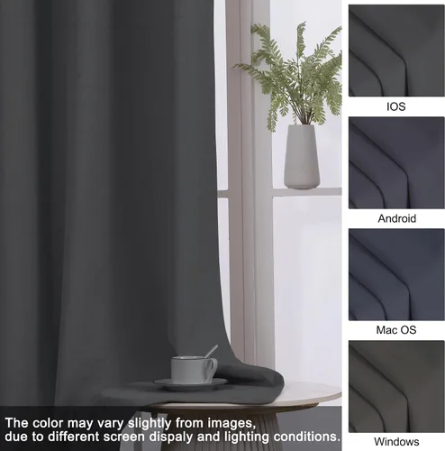 Vista 7 de Fcosie Cortinas opacas de terciopelo gris oscuro de 84 pulgadas de largo Cortinas plisadas Cortinas extra anchas de cine en casa Cortinas 100%