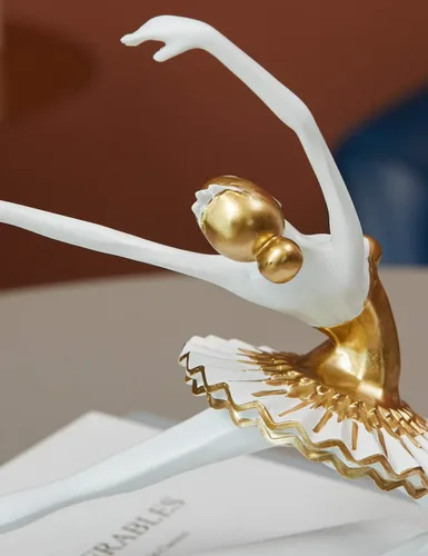 Vista 6 de HAUCOZE Estatua de bailarina de bailarina, escultura de yoga, decoración moderna del hogar, regalo para sala de estar, oficina, poliresina de 8.3