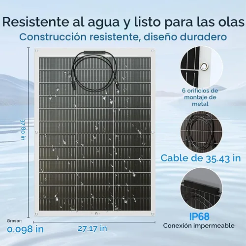 Vista 6 de ECO-WORTHY Paneles solares flexibles monocristalinos de 130 W, 12BB, 23.5% de alta eficiencia, impermeables y livianos para RV, barcos, superficies