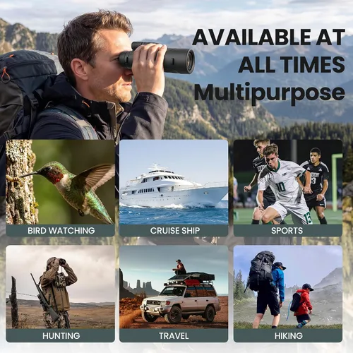 Vista 7 de Monocular compacto de 12 x 52 para adultos de alta potencia con visión Prisma BAK4, lente FMC, con adaptador de teléfono, trípode, correa de mano