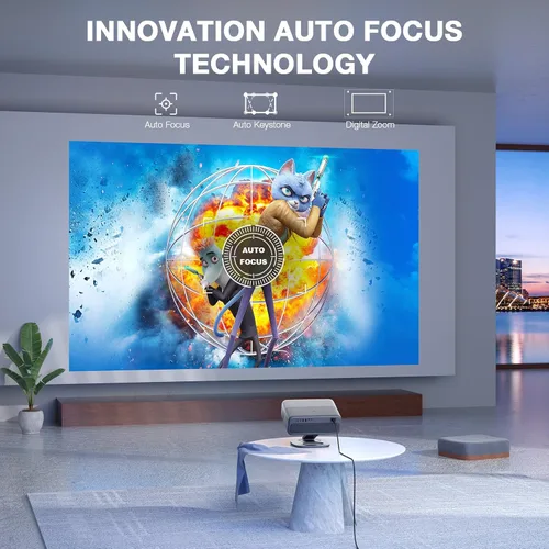 Vista 4 de [Aplicación con licencia oficial y 2500 ANSI] Proyector 4K con WiFi y Bluetooth, audio Dolby 3D y proyector inteligente