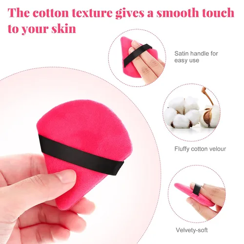 Vista 2 de Patelai 15 piezas de soplo de polvo triangular de algodón puro ultra suave, lavable, terciopelo facial para base cosmética, esponja herramienta
