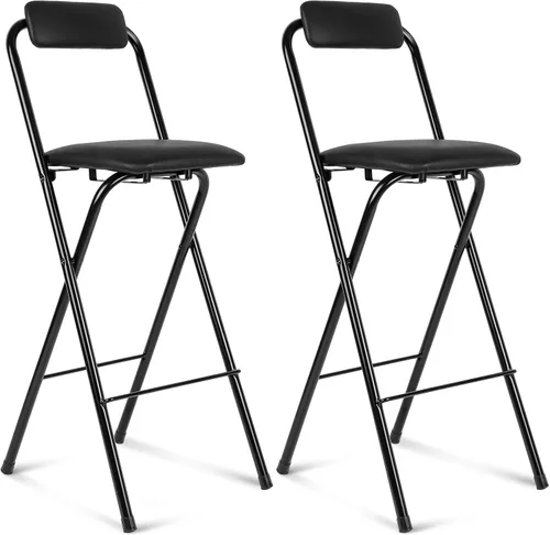 Vista 8 de Thyle 1 pieza de taburete de bar plegable con respaldo, taburete alto plegable portátil, silla de bar plegable de altura de encimera, asiento