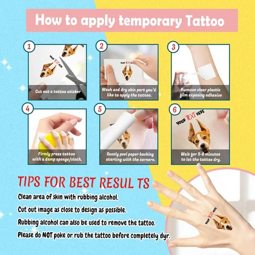 Vista 4 de Calcomanías de tatuajes temporales personalizadas, personaliza el tatuaje con nombre y foto de tu amor para fiestas de cumpleaños, Halloween