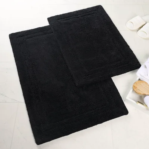 Vista 18 de Superior Cotton Washable Bath Rug, Non Slip Runner, 1 Piece Set, Black Absorbent Combed Cotton Bath Rug Runner or Rug Set, Bathroom Vanity or
