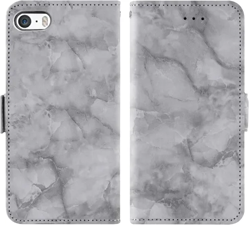 Vista 5 de Asuwish Funda compatible con iPhone 5S 5 SE 2016 5SE y protector de pantalla de vidrio templado, tarjetero con función atril de mármol para iPhone 5
