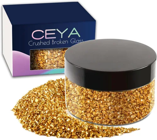Vista 39 de Ceya - Conjunto de purpurina de vidrio irregular triturado en 32 colores, 640g/ 22.6 oz, chips de cristal metálico roto de 2-4mm, purpurina gruesa