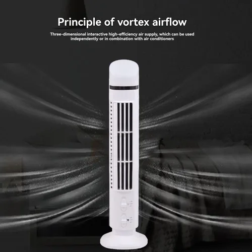 Vista 3 de Ventilador de torre LED de 2 engranajes compacto y portátil para Blanco