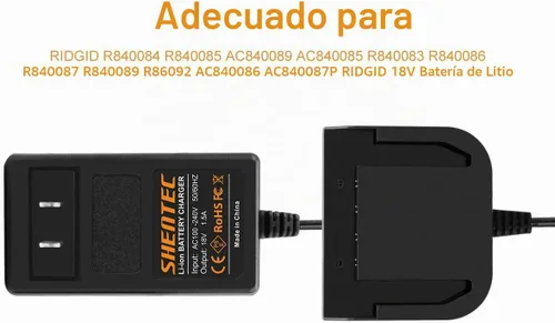 Vista 4 de Shentec Cargador de batería de litio de 18 V compatible con RIDGID R840085
