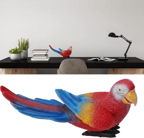 Vista 9 de TOPINCN Escultura de pájaro, escultura de loro, adorno decorativo de pájaro, estatua de pájaro colgante al aire libre, loro trasero, porche