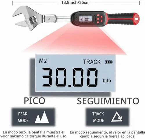 Vista 3 de VANPO Llave dinamométrica Hvac 2.2-44.2 pies/libras/3-60 N.m, boca de extremo abierto de 9×12 mm, mordaza ajustable de 38 mm, precisión ±2%