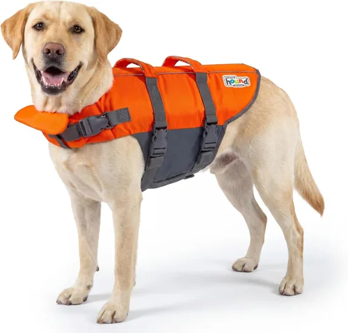 Vista 10 de Outward Hound - Chaqueta salvavidas para perros Max Buoyancy, Adjustable Fit, Head/Neck Support, Rescue Handle, Reflective, Swimming & Boating