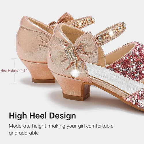 Vista 4 de Sandalias para niñas, tacones cerrados, para bodas, fiestas, niñas, zapatos de vestir para niñas pequeñas y grandes