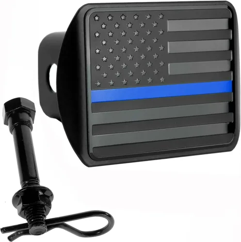 Vista 12 de Cubierta con bandera de EE. UU de metal negro que se adapta al receptor/enganche de 2 pulgadas de remolque