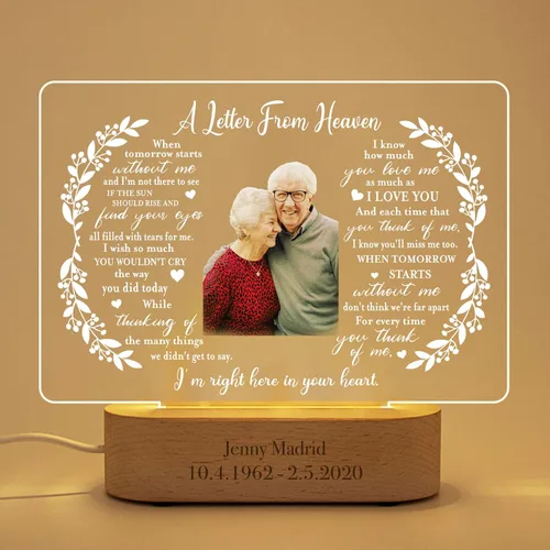 Vista 2 de Regalos Únicos Personalizados de Condolencias por la Pérdida de Mamá Personalizados en Memoria de un Ser Querido Marcos de Fotos Iluminados con Foto