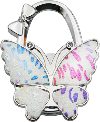 Vista 4 de Mariposa plegable - Gancho para colgar monedero, gancho portátil para colgar en la mesa para mujeres, organizador de bolsos, decoración de regalo