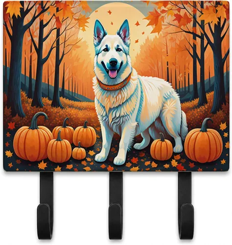 Vista 10 de Affenpinscher - Correa de otoño o llavero Affenpinscher Fall artwork on ceramic tile with three steel hooks for keys, leashes, towels