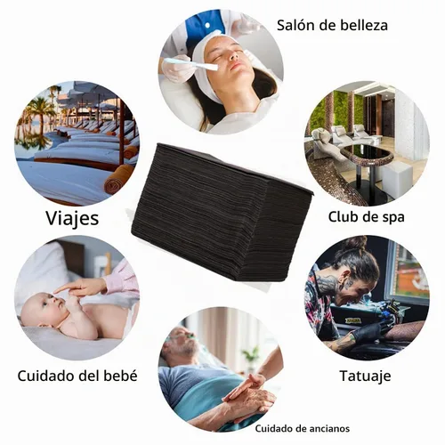 Vista 5 de 100 sábanas desechables, sábanas de mesa de masaje desechables negras, fundas de cama desechables para spa, cera de pestañas, sala de tatuajes, tela