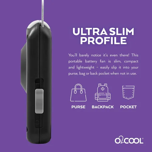 Vista 4 de O2COOL Ventilador de Collar Deluxe, Funciona con Pilas, para Enfriamiento Personal con Correa Ajustable (Negro)