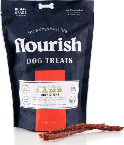 Vista 20 de Flourish Pets Angus - Palitos de carne seca de res, golosinas para perros, masticables de entrenamiento saludable (8 onzas)