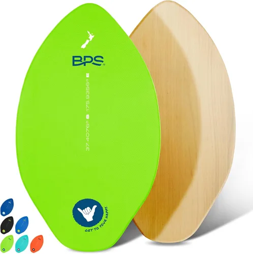 Vista 10 de BPS Skimboard 'Shaka' de Nueva Zelanda con almohadillas de agarre EVA de colores y capa transparente de alto brillo tablas de madera para aventuras