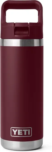 Vista 37 de YETI Rambler Botella de 18 onzas, aislada al vacío, de acero inoxidable con tapa de popote a juego de colores, rojo rescate