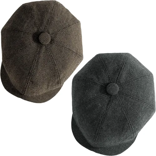 Vista 17 de Gorra de taxista Senker Fashion para hombre, gorra irlandesa clásica de 8 paneles de mezcla de lana para hombre mayor
