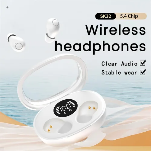 Vista 4 de Invisible Mini Auriculares Inalámbricos Bluetooth 5.4 en Auriculares de Blanco