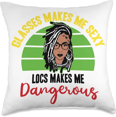 Vista 4 de Locs Afro Dreadlocks Love Beauty Hair Locs Make me Dangerous Afro Hair Black American African Girl Throw Pillow, 16x16, Multicolor