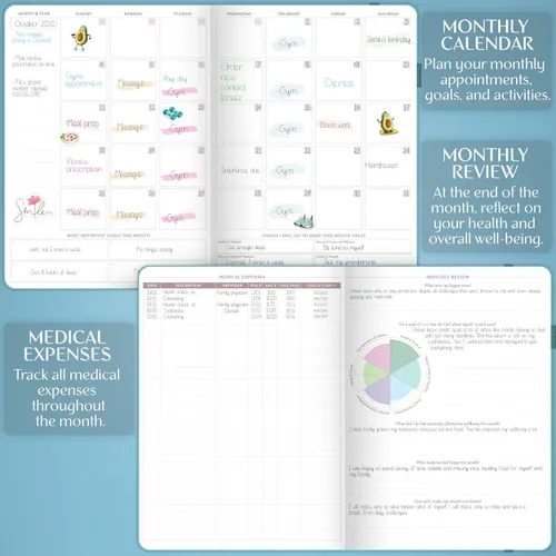 Vista 4 de Legend Medical Planner - Planificador Médico de 12 Meses, Diario Rastreador de Salud para Seguir Comidas, Síntomas, Presión Arterial, Resultados