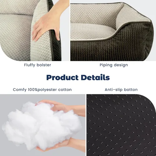 Vista 4 de Miguel Cama extraíble lavable para perros medianos, fácil de limpiar, cama rectangular para mascotas para gatos grandes con funda de cremallera